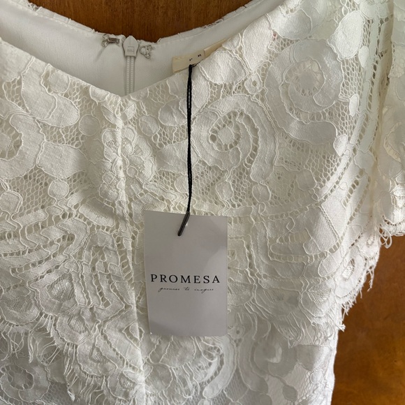Promesa White Off The Shoulder Floral Lace Dress NWT Small Wedding Boho Formal - Picture 11 of 15